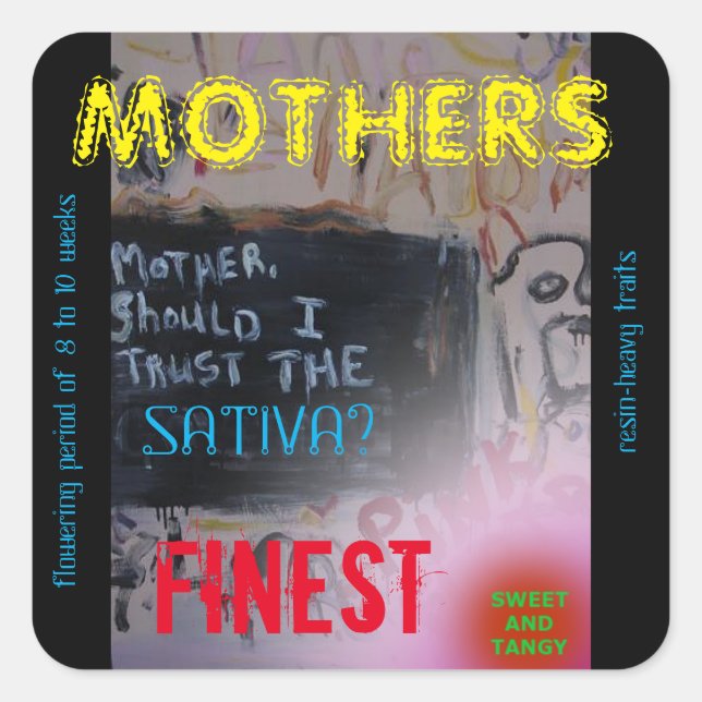 MOTHERS FINEST SATIVA SQUARE STICKER (Front)