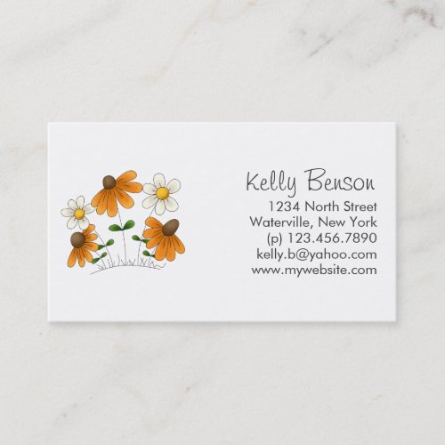 Mother's Flowers · Orange &amp; White Daisies Business Card Template