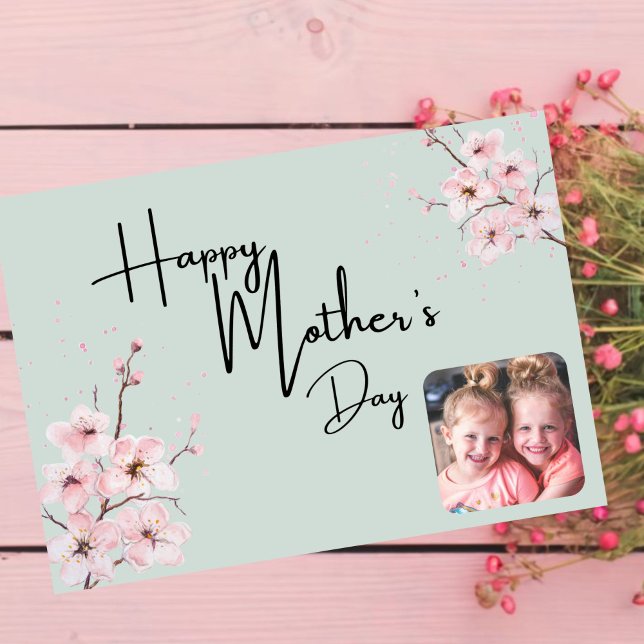 MOTHERs for mom cherry blossom minimalist image Card (Creator Uploaded)