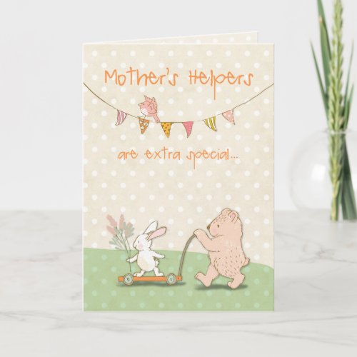 Mothers Helper Thanks Bear and Bunny Thank You Card