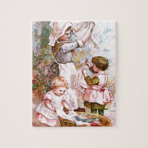 MOTHERS HELPERS ON LAUNDRY DAY JIGSAW PUZZLE