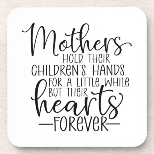Mothers hold their childrenâs hand for a little wh beverage coaster