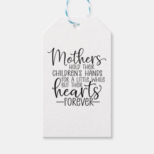 Mothers hold their childrenâs hand for a little wh gift tags