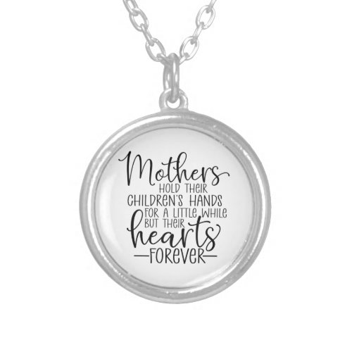 Mothers hold their childrens hand for a little wh silver plated necklace