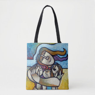 Mothers Hug Contemporary Cubist Artistic Tote Bag