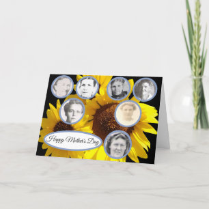 Mothers in Family Sunflower Trio Black Mothers Day Holiday Card