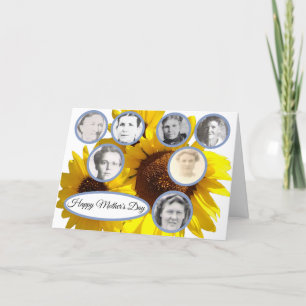 Mothers in Family Sunflower Trio White Mothers Day Holiday Card