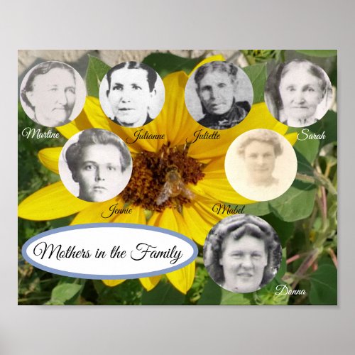 Mothers in the Family Photo Sunflower Bee Poster