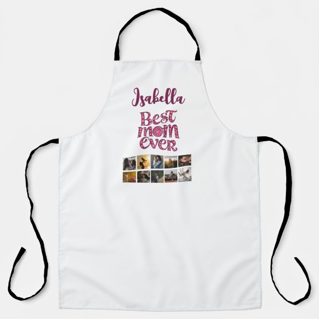 Mother's Keepsake Photo Collage Trendy Quote Apron (Front)