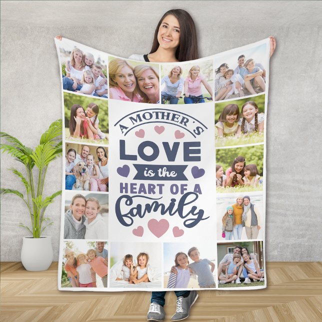 Mother's Love 14 Photo Collage Memory Fleece Blanket (Creator Uploaded)