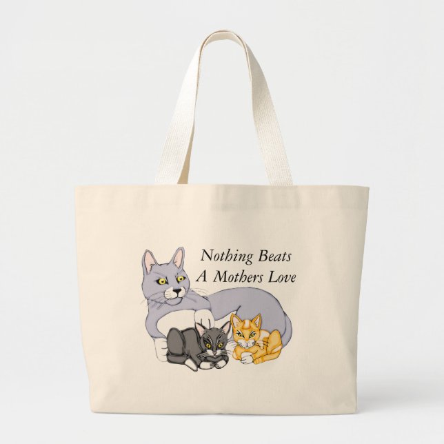 Mothers Love Cat and Kittens Jumbo Tote Bag (Front)