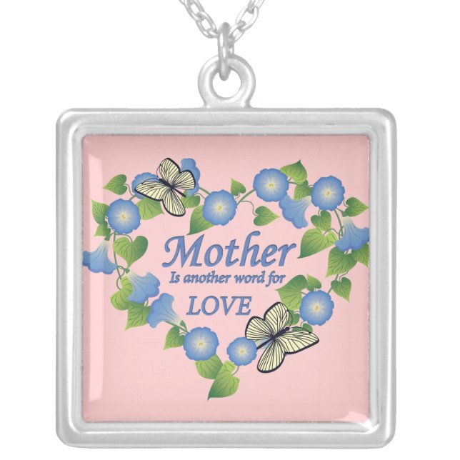 Mother's Love Heart Silver Plated Necklace (Front)