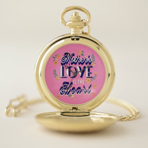 Mothers Love is the Heart Compact Mirror Silver P Pocket Watch