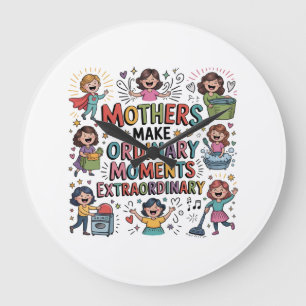 Mothers Make Ordinary Moments Extraordinary Large Clock