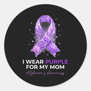 Mothers mama wear purple for mom alzheimer’s classic round sticker