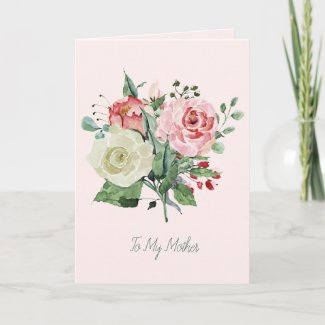 Mother's Painted Roses Folded Greeting Card