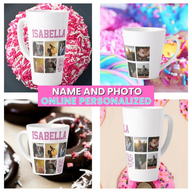Mothers Photo Collage Script Best Mom Ever  Latte Mug (Mothers Photo Collage Script Best Mom Ever Latte Mug
)