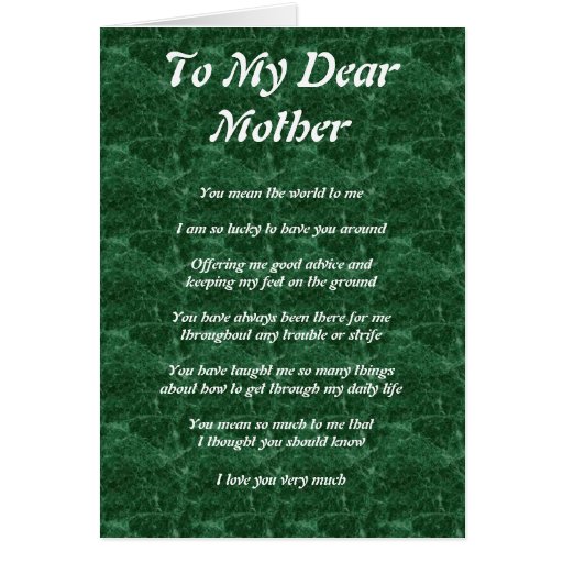Mother's Poem Card | Zazzle