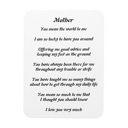 Mothers Poem Magnet