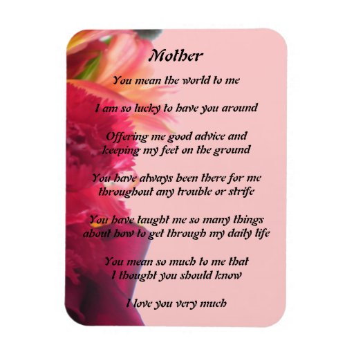 Mothers Poem Magnet | Zazzle