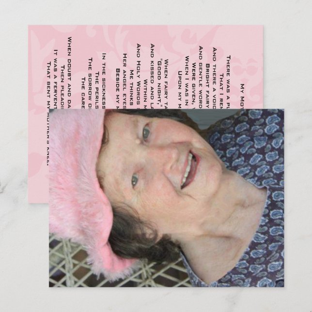 Mother's Poem Photo Card with Poem on back (Front/Back)