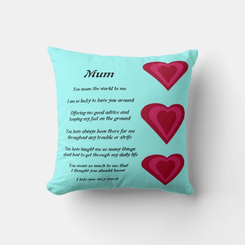 Mothers Poem pillow