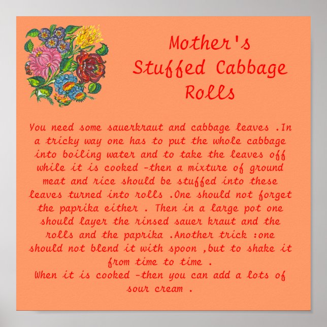 Mother's stuffed cabbage rolls poster (Front)