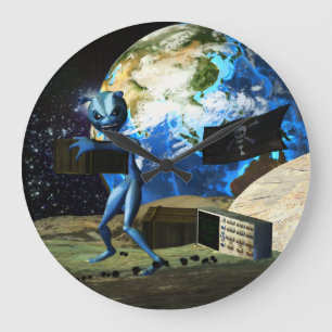 Mothership Alien Pirate Large Clock