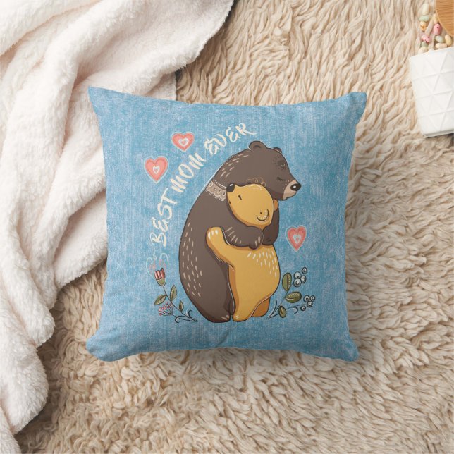 MOTHES day gift idea, best mom ever mama bear Throw Pillow (Blanket)