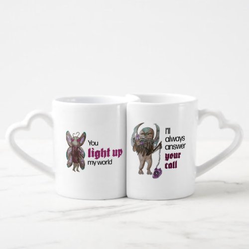 Mothman and Cuthulu valentines Coffee Mug Set