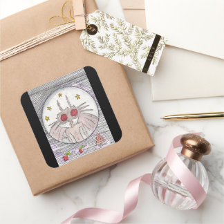 Mothman and Pizza Square Sticker