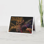 Mothman Attacks Birthday Card<br><div class="desc">Scary card with Metal Mothman destroying city with Laser Eyes.</div>