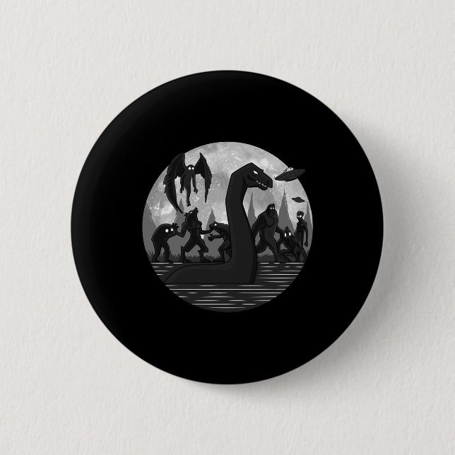 Mothman Bigfoot Loch Ness Monster Aliens Ufo Fun C Button (Front)