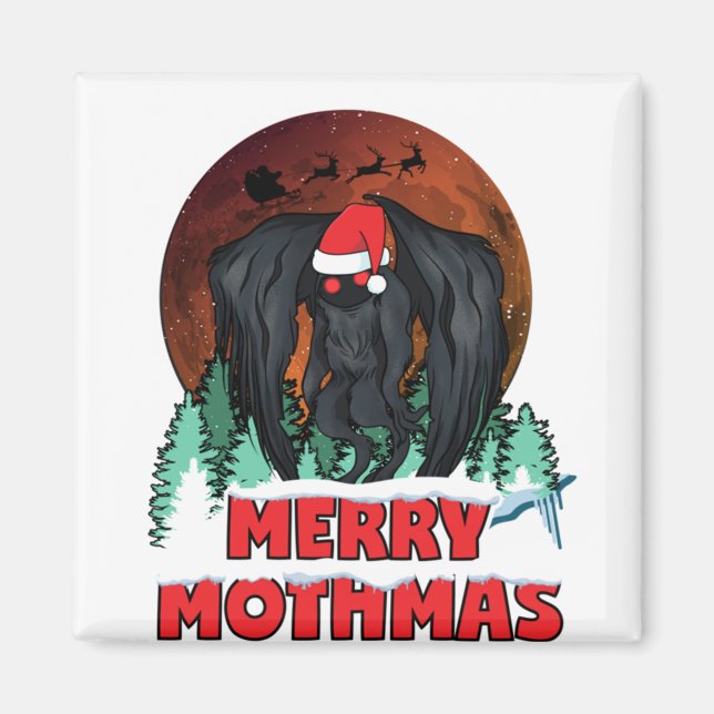 Mothman christmas, merry mothmas moth man xmas san magnet (Front)