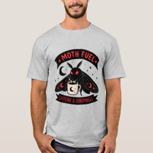 Mothman Coffee Moth Fuel Caffeine and Conspiracies T-Shirt