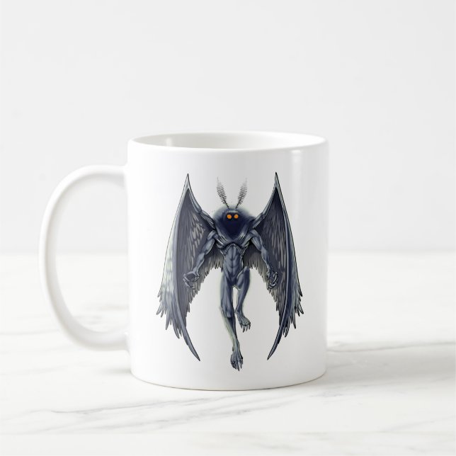 Mothman Cryptid Creature Coffee Mug (Left)