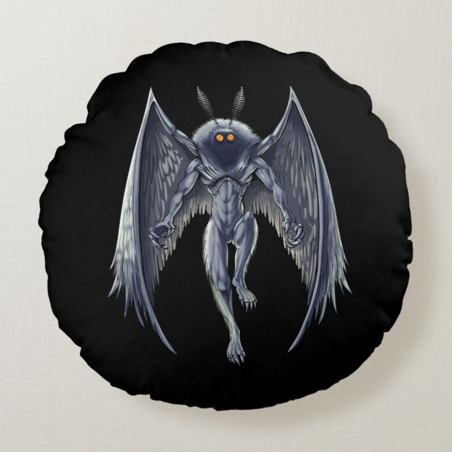 Mothman Cryptid Creature Round Pillow (Front)