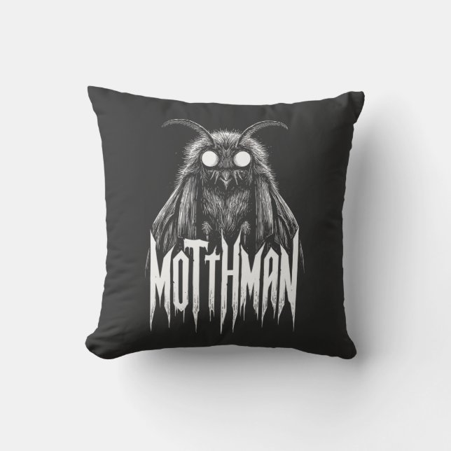 Mothman Cryptid Horror Gothic Paranormal Creature  Throw Pillow (Front)