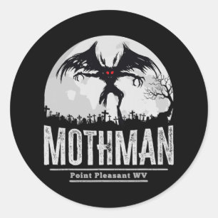 Mothman Cryptid Point Pleasant Cryptozoology Hallo Classic Round Sticker