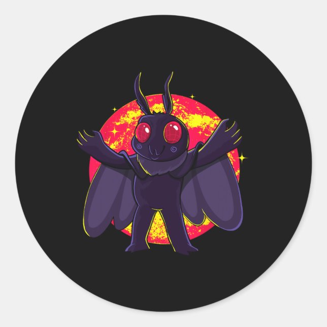 Mothman Cute Cryptid Creatures Point Pleasant WV R Classic Round Sticker (Front)