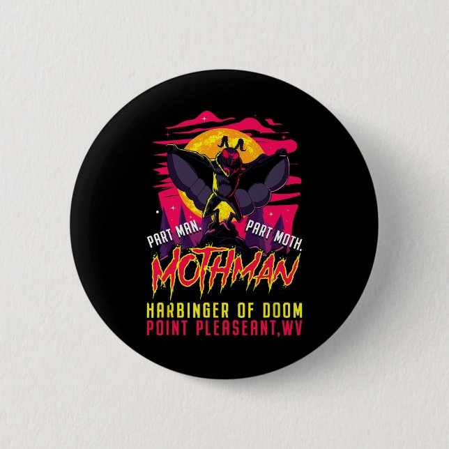 Mothman Fun Cryptid Harbinger Part Man Part Moth  Button (Front)