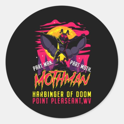 Mothman Fun Cryptid Harbinger Part Man Part Moth  Classic Round Sticker