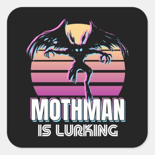 Mothman is lurking 80s Cryptid Gift Square Sticker