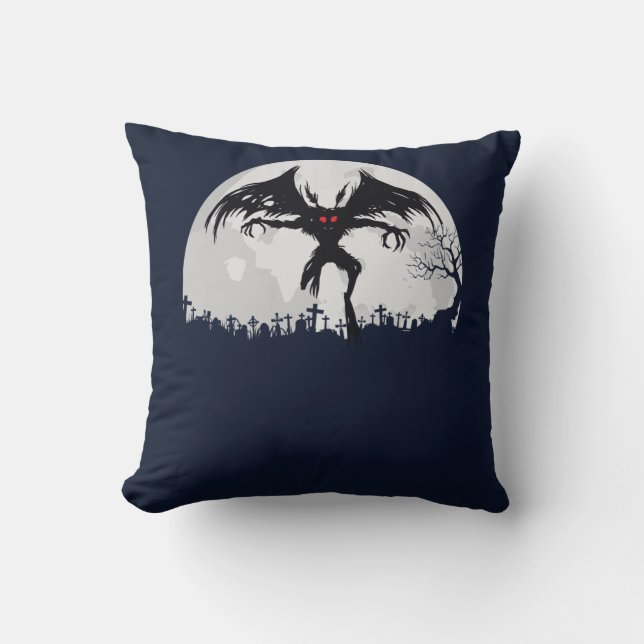 Mothman Moon Cryptid Point Pleasant Gift Throw Pillow (Front)