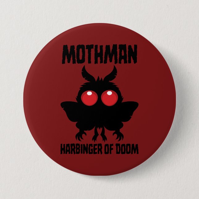 Mothman - Spooky Cute Harbinger Of Doom Button (Front)