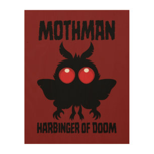 Mothman - Spooky Cute Harbinger Of Doom Wood Wall Art