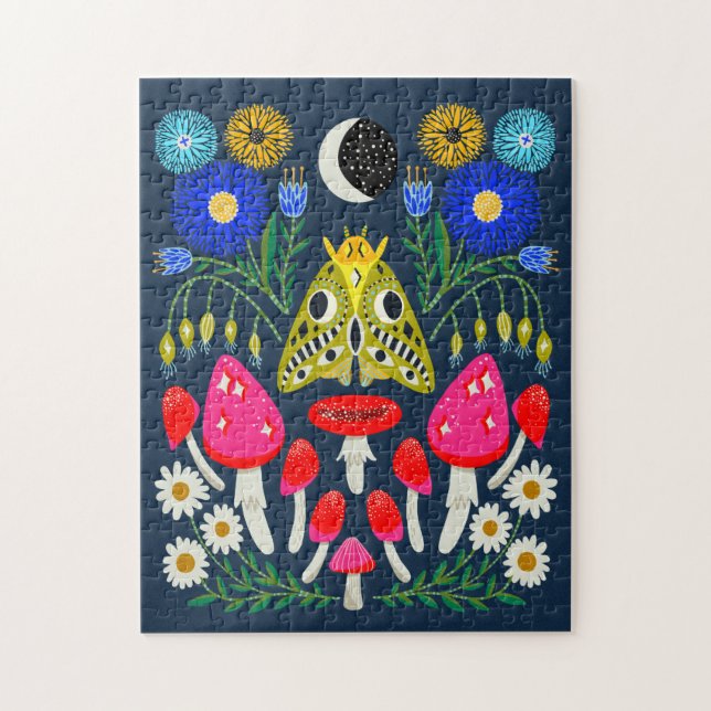 Moths and Mushrooms Illustration Jigsaw Puzzle (Vertical)