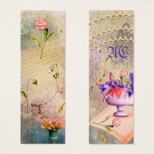 Moths and Pansies Personalized  Bookmark
