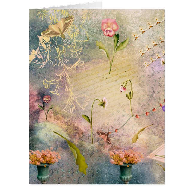 Moths and Pansies Personalized Cards (Front)