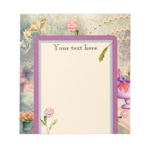 Moths and Pansies Personalized Romantic  Notepad